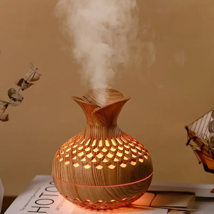 Avelena | Aromatherapie-luftbefeuchter Mit LED – Diffuser In Holzoptik & Nachtlicht