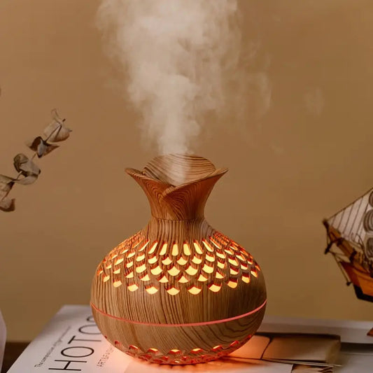 Avelena | Aromatherapie-luftbefeuchter Mit LED – Diffuser In Holzoptik & Nachtlicht