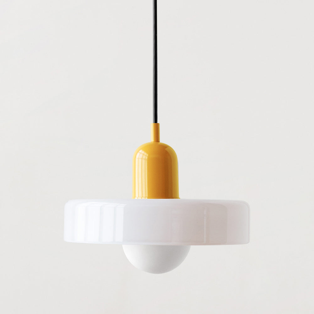 Avelena |  Pendelleuchte aus farbigem Glas | Elegante Hängeleuchte im Bauhaus-Stil | Designlampe für Wohnzimmer & Esszimmer