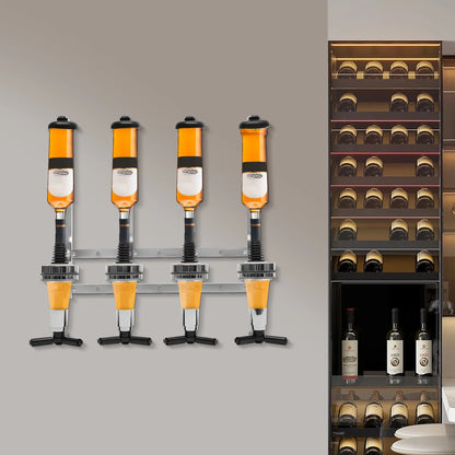 Avelena | 4-Kopf-Silber-Weinflaschenregal Wandmontiert Flaschenhalter Bar-Zubehör
