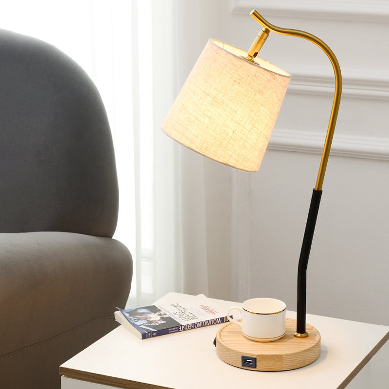 Avelena | Flare Stoff Aufgabenbeleuchtung Modernismus 1 Glühbirne Rot Braun/Beige Leselampe für Wohnzimmer