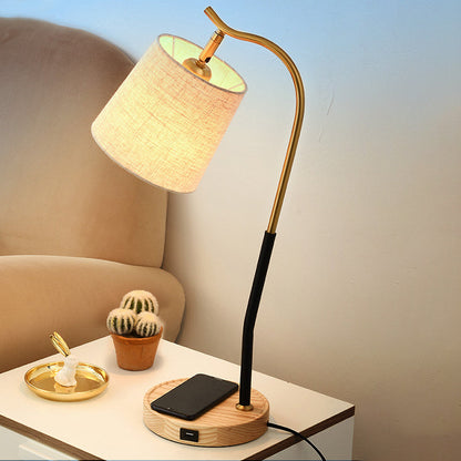 Avelena | Flare Stoff Aufgabenbeleuchtung Modernismus 1 Glühbirne Rot Braun/Beige Leselampe für Wohnzimmer