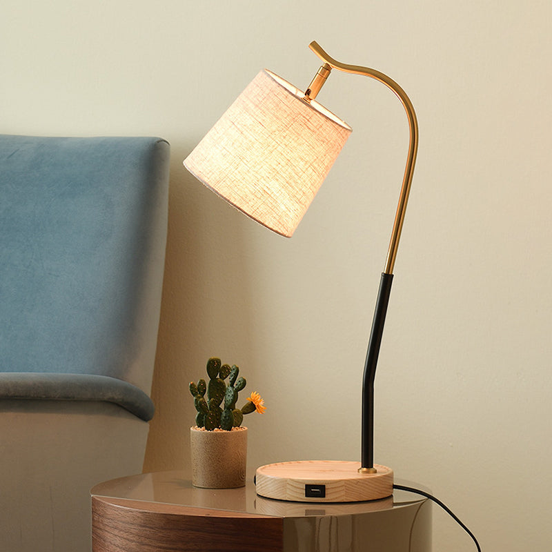 Avelena | Flare Stoff Aufgabenbeleuchtung Modernismus 1 Glühbirne Rot Braun/Beige Leselampe für Wohnzimmer