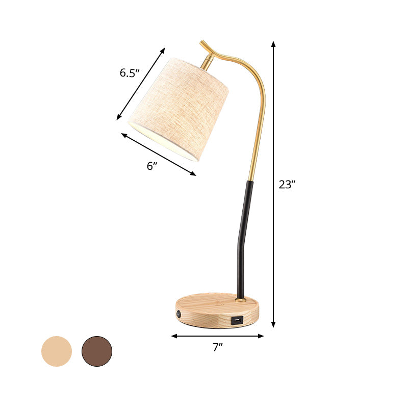 Avelena | Flare Stoff Aufgabenbeleuchtung Modernismus 1 Glühbirne Rot Braun/Beige Leselampe für Wohnzimmer