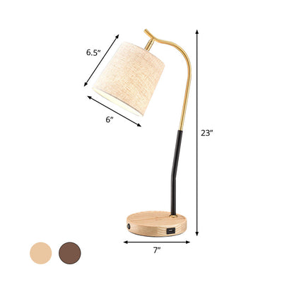 Avelena | Flare Stoff Aufgabenbeleuchtung Modernismus 1 Glühbirne Rot Braun/Beige Leselampe für Wohnzimmer