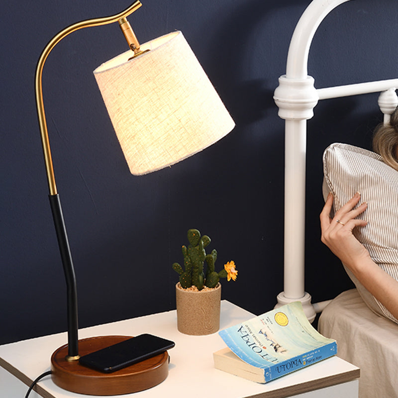 Avelena | Flare Stoff Aufgabenbeleuchtung Modernismus 1 Glühbirne Rot Braun/Beige Leselampe für Wohnzimmer