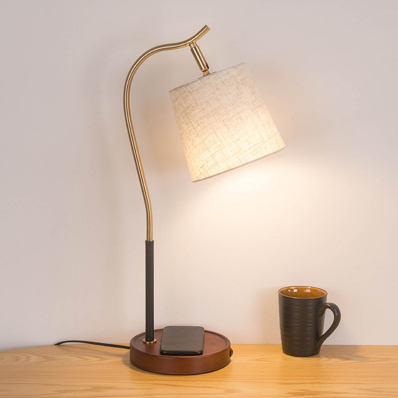Avelena | Flare Stoff Aufgabenbeleuchtung Modernismus 1 Glühbirne Rot Braun/Beige Leselampe für Wohnzimmer