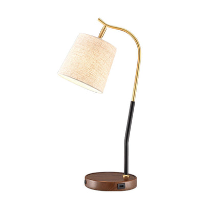 Avelena | Flare Stoff Aufgabenbeleuchtung Modernismus 1 Glühbirne Rot Braun/Beige Leselampe für Wohnzimmer