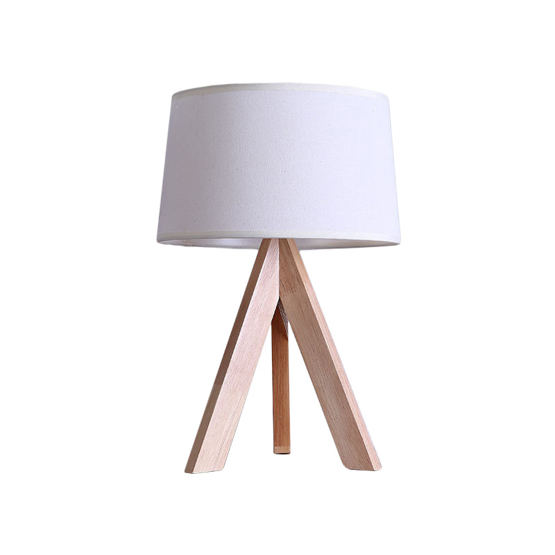 Avelena | Modernismus Tapered Drum Nachttischlampe Stoff 1 Kopf Lese Buch Licht In Weiß