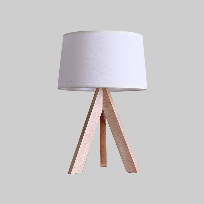 Avelena | Modernismus Tapered Drum Nachttischlampe Stoff 1 Kopf Lese Buch Licht In Weiß