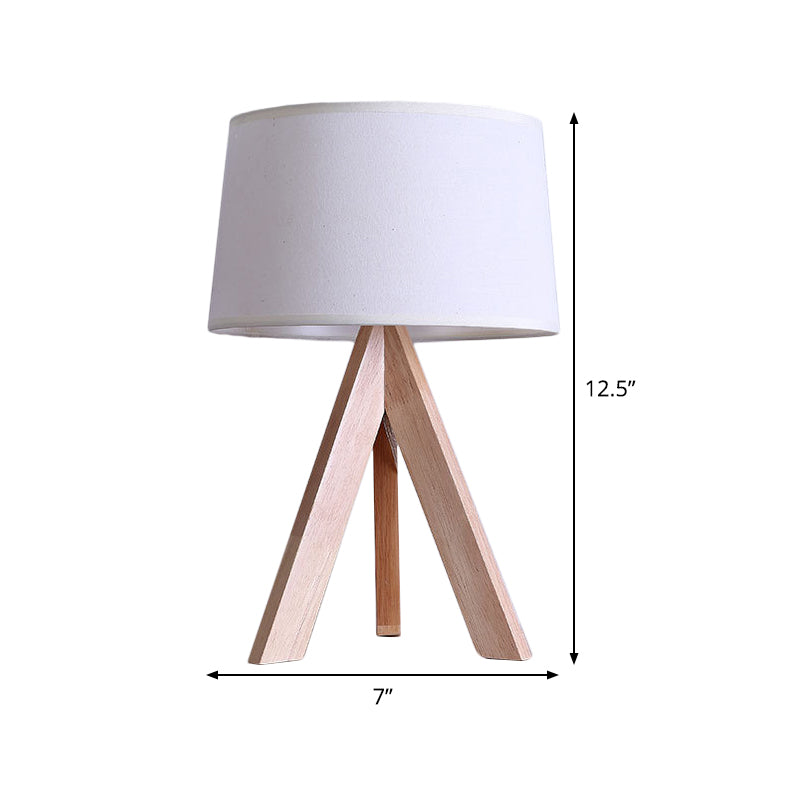 Avelena | Modernismus Tapered Drum Nachttischlampe Stoff 1 Kopf Lese Buch Licht In Weiß