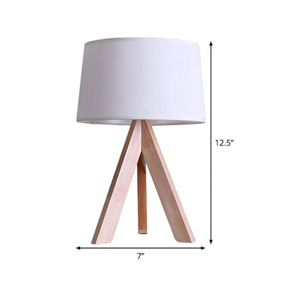 Avelena | Modernismus Tapered Drum Nachttischlampe Stoff 1 Kopf Lese Buch Licht In Weiß