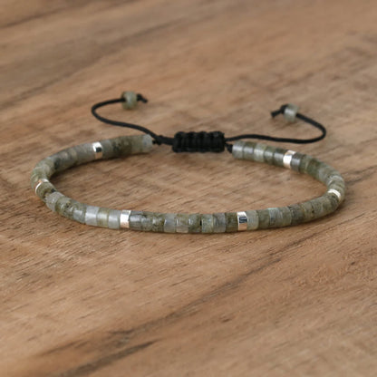 Avelena | Geflochtenes Armband mit 2,4 Mm Natursteinrollen Seraphina