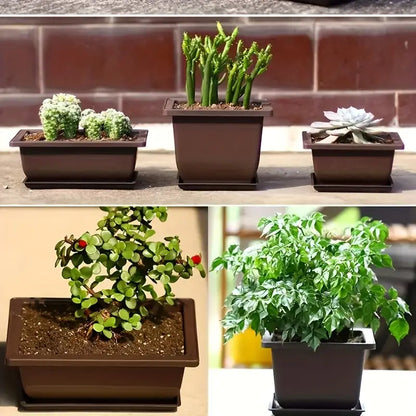Avelena | Pflanzkübel mit Untersetzer – Rechteckiger Blumentopf für Garten und Balkon