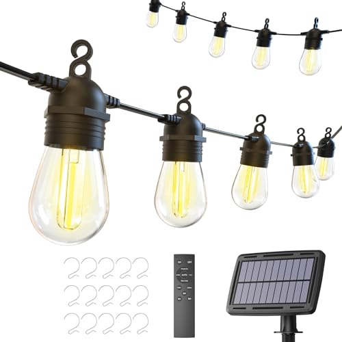 Avelena | 52FT Solar Lichterkette für den Außenbereich mit Fernbedienung, Warmweiß