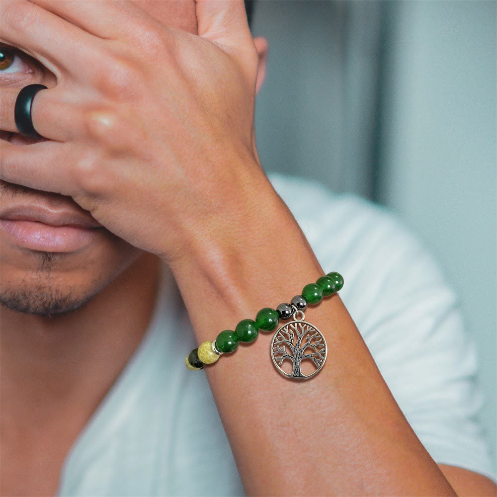 Avelena | Mila Armband mit Natürlichen Kristallen und Lebensbaum Design