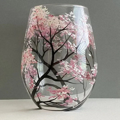 Avelena | Vier Jahreszeiten Baum Weingläser - Hand gemalt Kunst