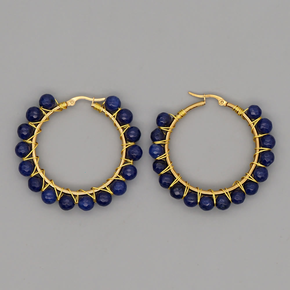 Avelena | Boho natürliche Kristalle große Hoop Ohrringe Sanne
