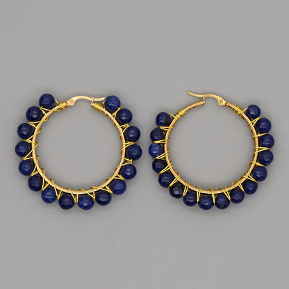 Avelena | Boho natürliche Kristalle große Hoop Ohrringe Sanne