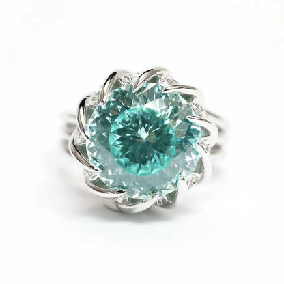 Avelena | 6 Karat Paraiba Blau-grün Lotus-Diamantring