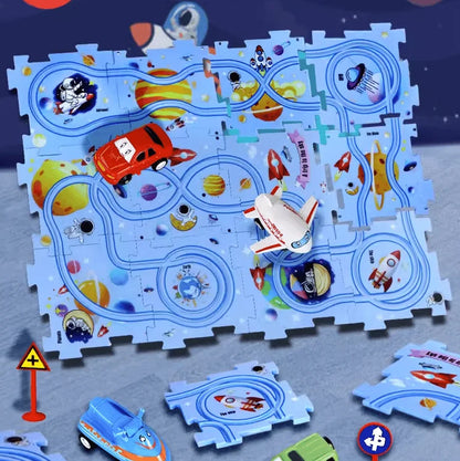 Avelena | Kinder Bildungs-Puzzle Spur Auto Spielset