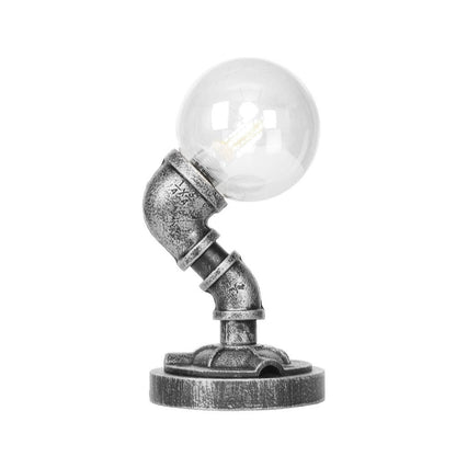 Avelena | Globe Klar/Amber Glas Arbeitsbeleuchtung Industriell Einfach Glühbirne Wohnzimmer Schreibtischlampe In Antik Silber