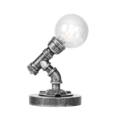 Avelena | Globe Klar/Amber Glas Arbeitsbeleuchtung Industriell Einfach Glühbirne Wohnzimmer Schreibtischlampe In Antik Silber