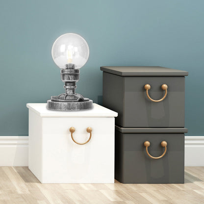 Avelena | Globe Klar/Amber Glas Arbeitsbeleuchtung Industriell Einfach Glühbirne Wohnzimmer Schreibtischlampe In Antik Silber