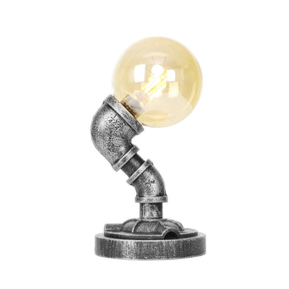 Avelena | Globe Klar/Amber Glas Arbeitsbeleuchtung Industriell Einfach Glühbirne Wohnzimmer Schreibtischlampe In Antik Silber
