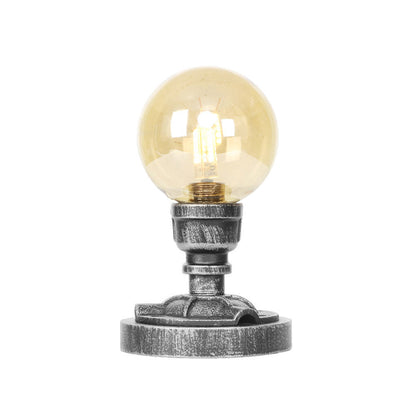 Avelena | Globe Klar/Amber Glas Arbeitsbeleuchtung Industriell Einfach Glühbirne Wohnzimmer Schreibtischlampe In Antik Silber