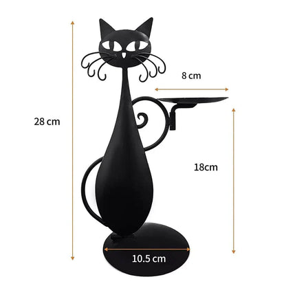 Avelena | Schwarze Katze Kerzenhalter
