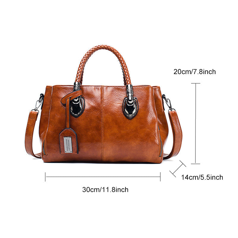 Avelena | Neue Handtaschen aus Öl-Wachs-Leder Boston, Große Tragetasche aus Weichem Leder