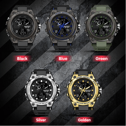 Avelena | Sportliche Dual-Display Mode Multifunktionale wasserdichte leuchtende Herrenarmbanduhr