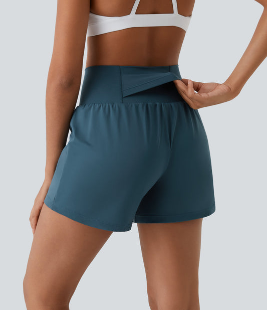 2-in-1-Sport-Shorts mit hohem Bund