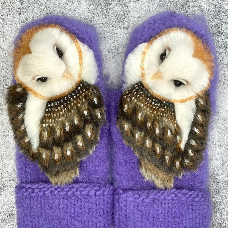 Avelena | Strickwolle Nordische Handschuhe Mit Eulen