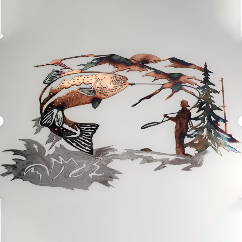 Avelena | Solo Mallard Jagd & Forellenfischen Szene Kreative Metall Wandkunst Handwerk