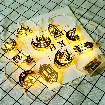 Avelena | Bunte LED Lichterkette – Dekorative Lichter mit Mond- und Laternenmotiven für Wohnung und Garten