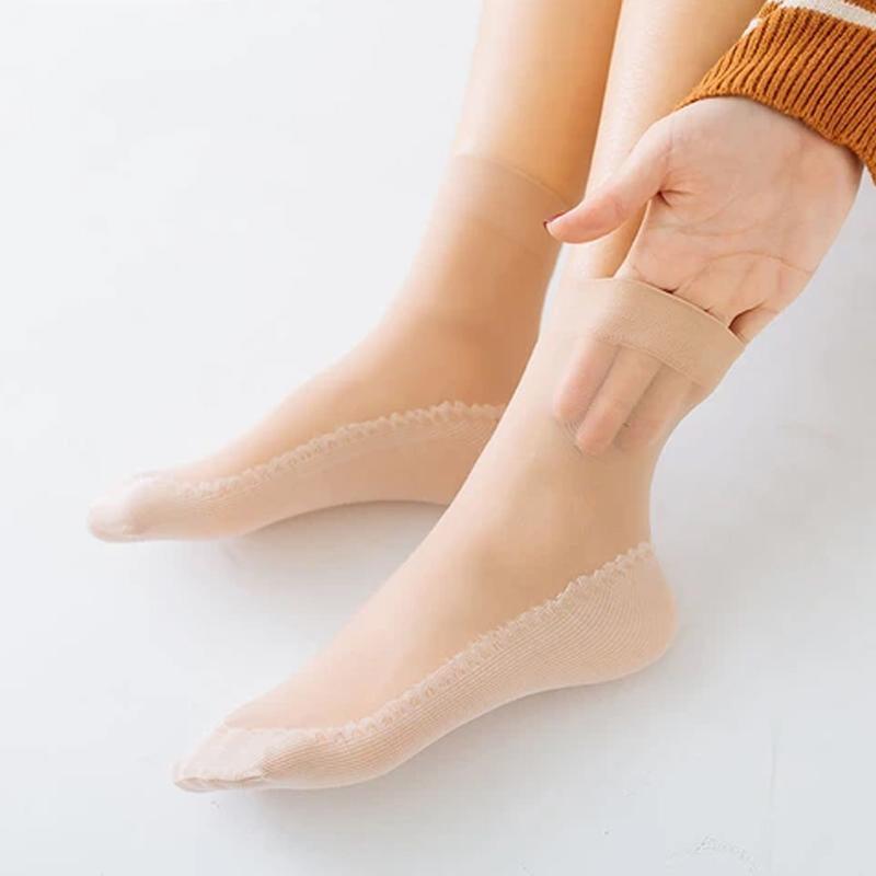 Avelena | Seide Anti-Rutsch Baumwollsocken - 5 Paare
