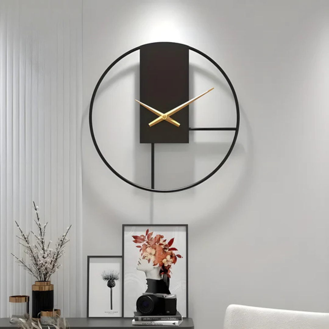 Avelena | Aurum | Minimalistische Stille Wanduhr – Stilvolle große dekorative Uhr