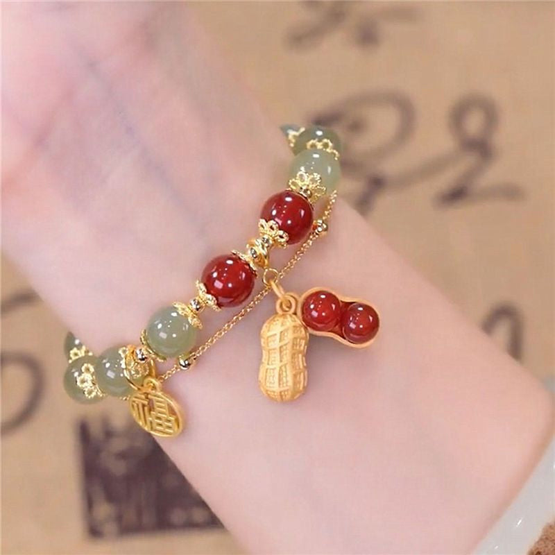 Avelena | Doppelkette Natur Jade Armband