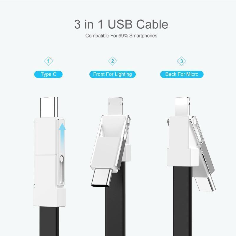 Avelena | 3-In-1 Schlüsselanhänger Daten Synchronisation Lade Kabel