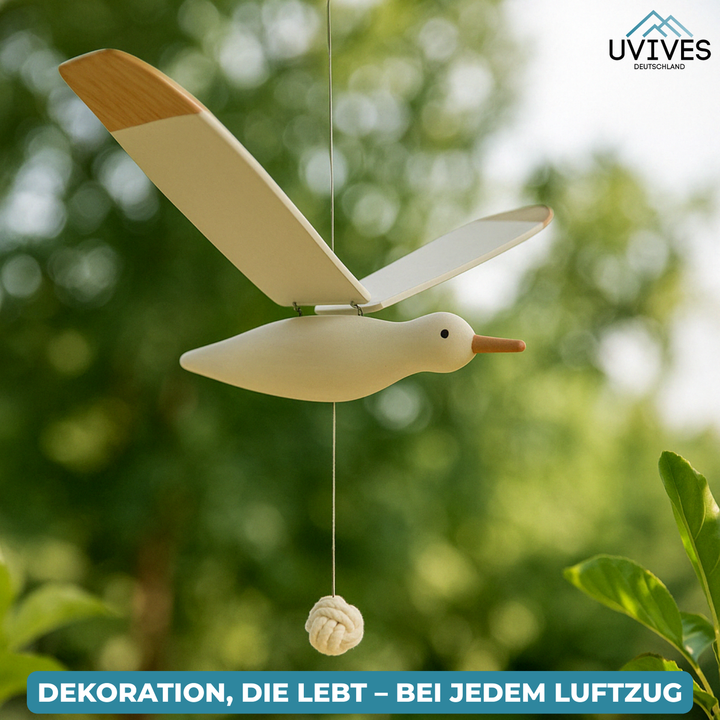 Avelena | SkyGull – Handgeschnitzte Möwe mit flatternden Flügeln