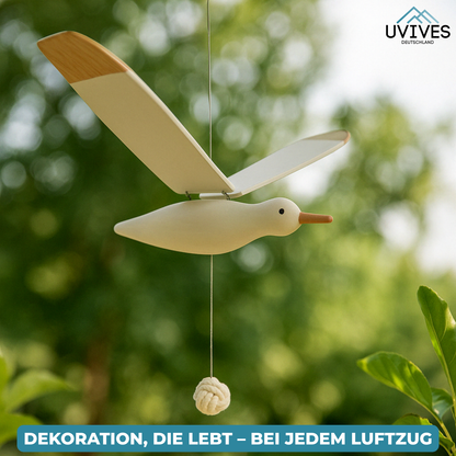 Avelena | SkyGull – Handgeschnitzte Möwe mit flatternden Flügeln