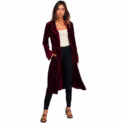 Avelena | Luxus Extra Lange Samtjacke mit Tasche