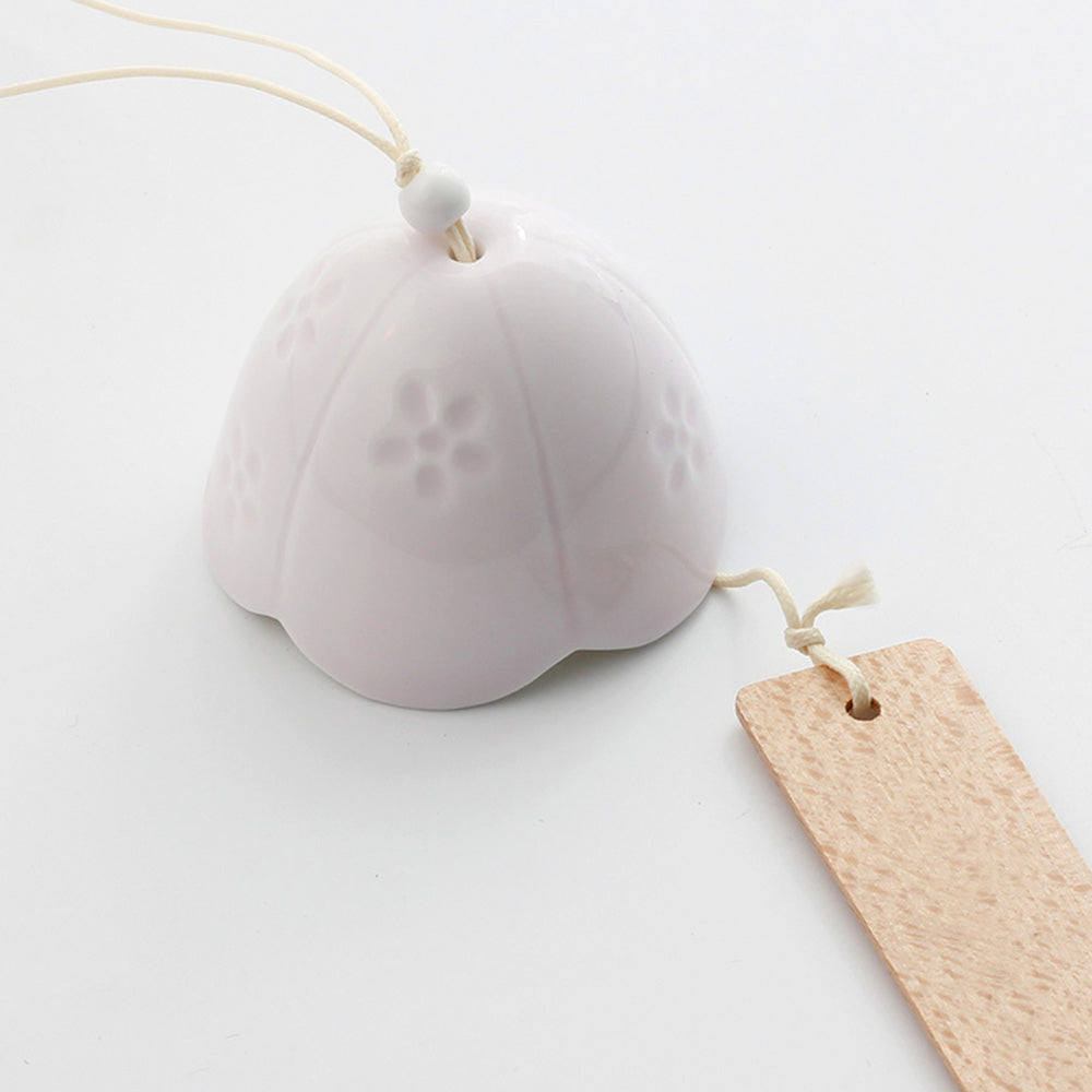 Avelena | Japanische Keramikklingeln, Sakura Glockenringe, Hängende Gartenklingeln, Wohnraum Gartendekoration, Weiß