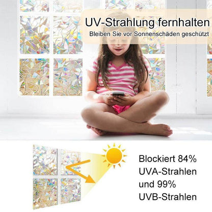 Avelena | 3D-Regenbogenfensterfolie - PVC-Brechung & kein Kleber