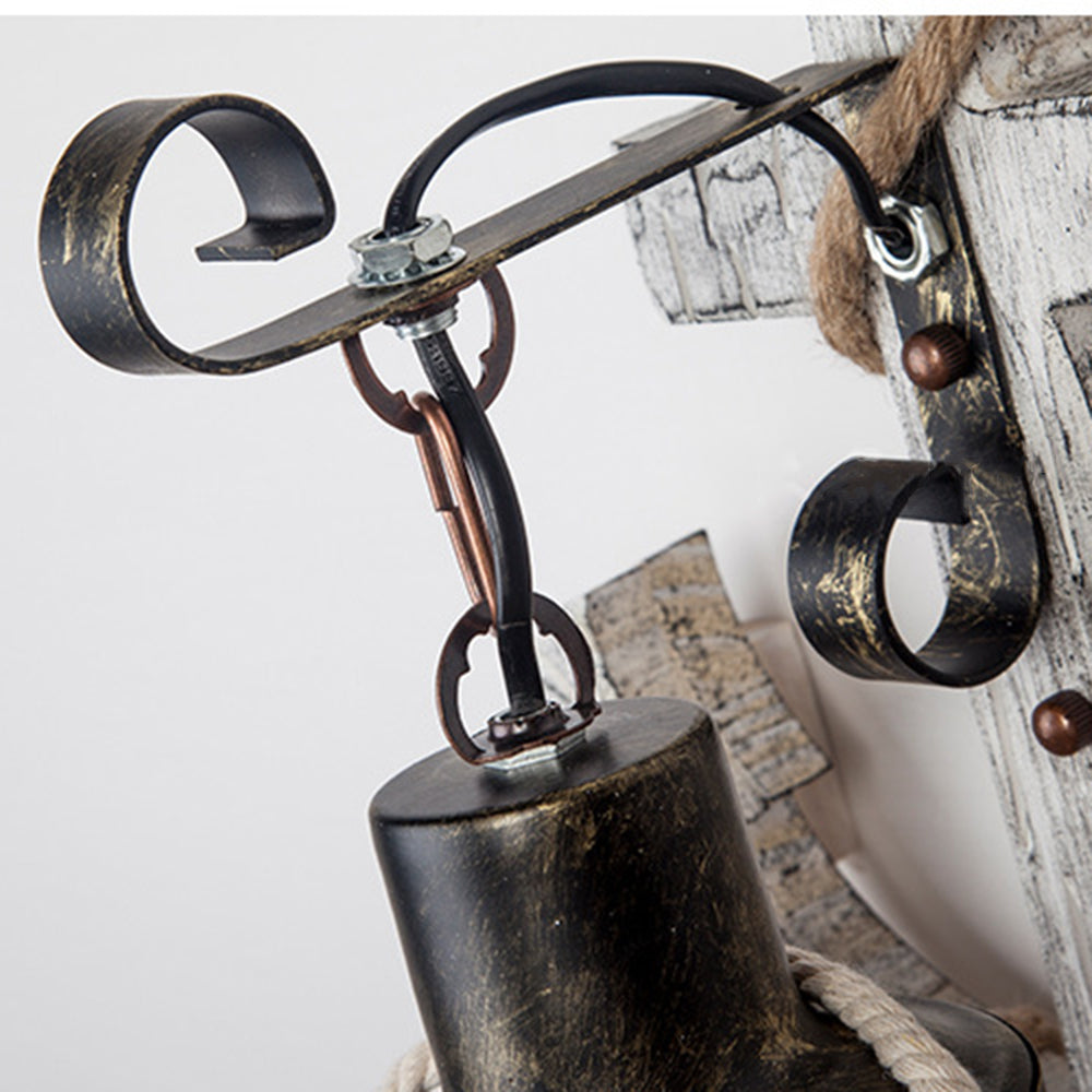 Avelena | Vintage Anker LED Wandleuchte - Industrie Metall & Holz für Esszimmer/Wohnzimmer