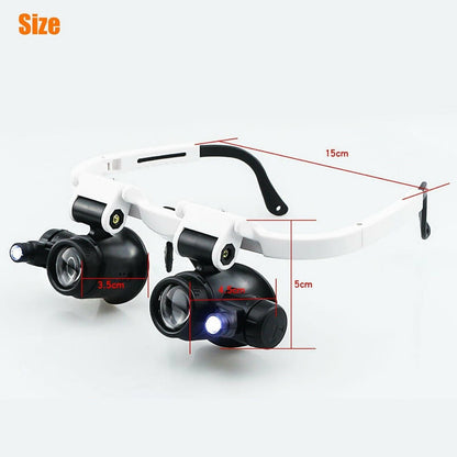 Avelena | Stirnband Kopfvergrößerer 8 Linsen LED Licht Juwelier Brille