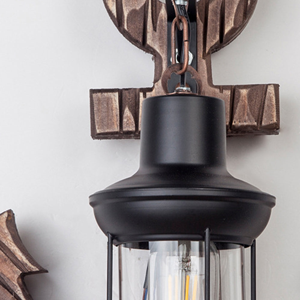 Avelena | Vintage Anker LED Wandleuchte - Industrie Metall & Holz für Esszimmer/Wohnzimmer