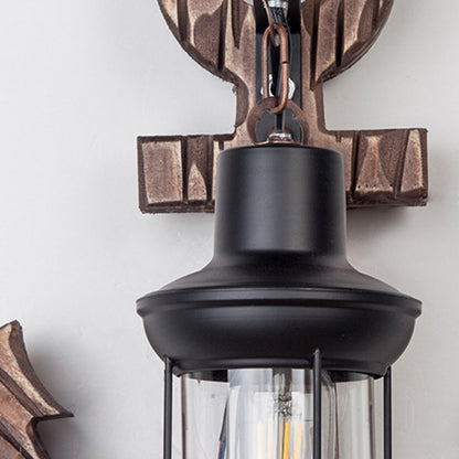 Avelena | Vintage Anker LED Wandleuchte - Industrie Metall & Holz für Esszimmer/Wohnzimmer